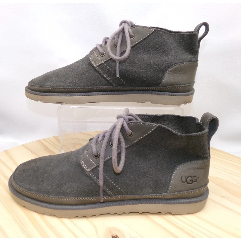 UGG Neumel Boots Mens Size 10 Gray Suede Chukka Ankle Unlined Casual 1020369